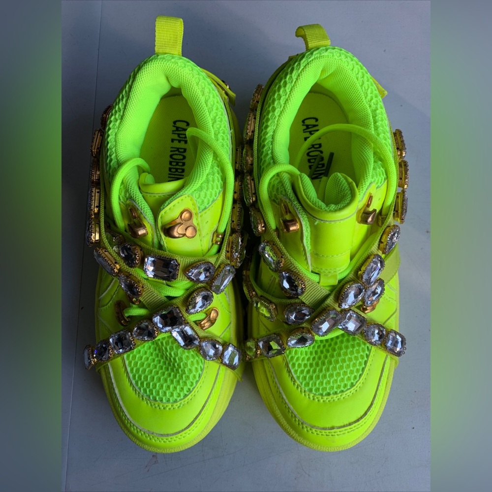 Cape Robbin Chunk Fever Sneakers Women’s Size 6 Neon Yellow‎ Chunky Platform - Picture 6 of 13